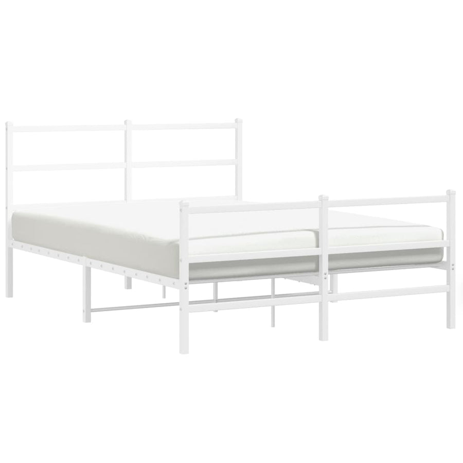 Bedframe Met Hoofd- En Voeteneinde Metaal 140 x 190 cm Wit met hoofdbord & voetbord