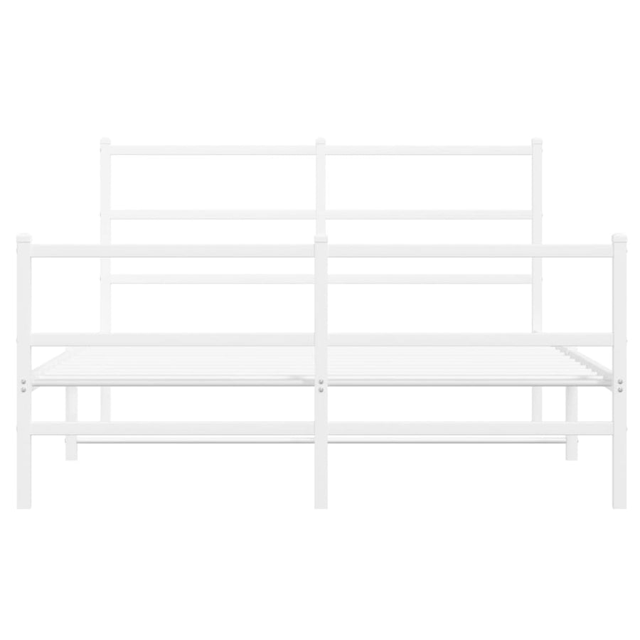 Bedframe Met Hoofd- En Voeteneinde Metaal 140 x 190 cm Wit met hoofdbord & voetbord
