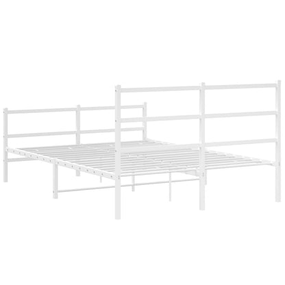 Bedframe Met Hoofd- En Voeteneinde Metaal 140 x 190 cm Wit met hoofdbord & voetbord