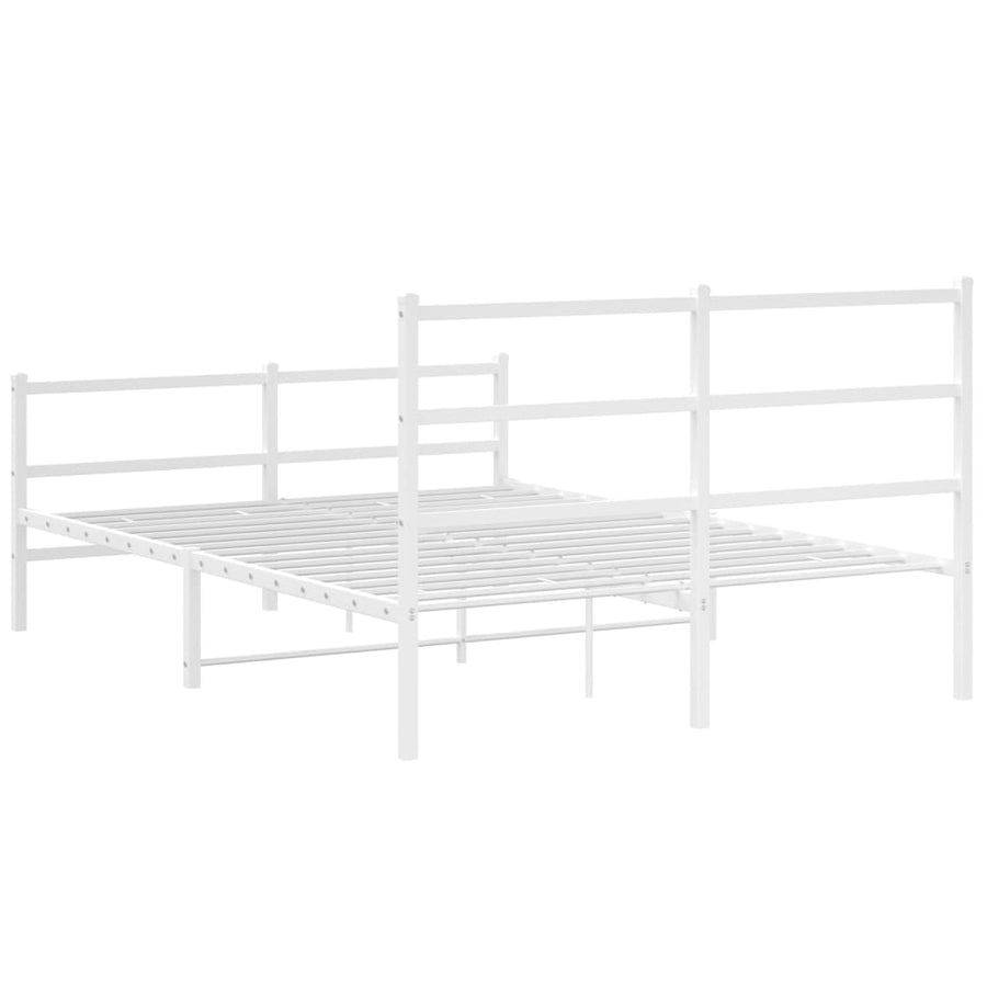 Bedframe Met Hoofd- En Voeteneinde Metaal 140 x 190 cm Wit met hoofdbord & voetbord