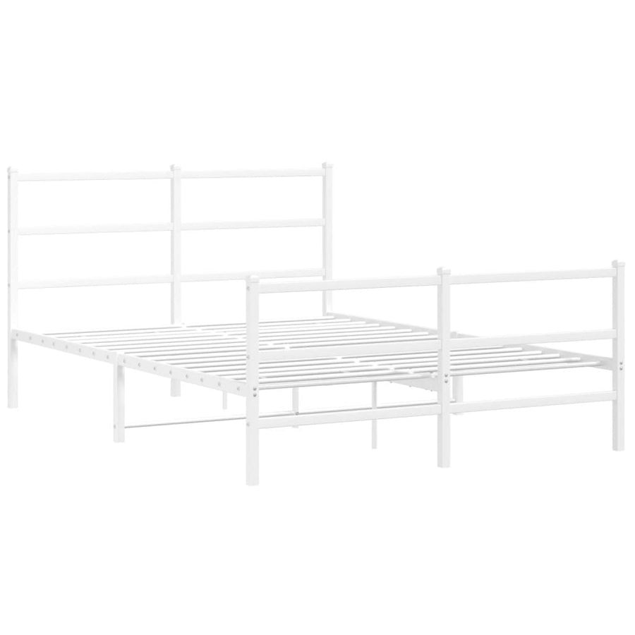 Bedframe Met Hoofd- En Voeteneinde Metaal 140 x 200 cm Wit met hoofdbord & voetbord