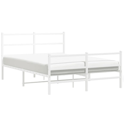 Bedframe Met Hoofd- En Voeteneinde Metaal 140 x 200 cm Wit met hoofdbord & voetbord
