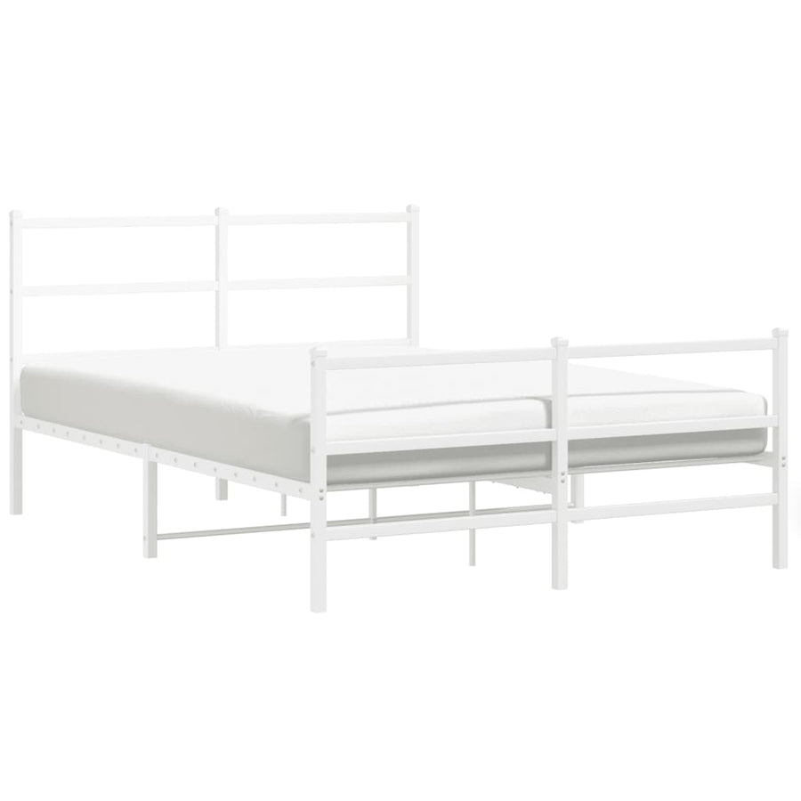Bedframe Met Hoofd- En Voeteneinde Metaal 140 x 200 cm Wit met hoofdbord & voetbord