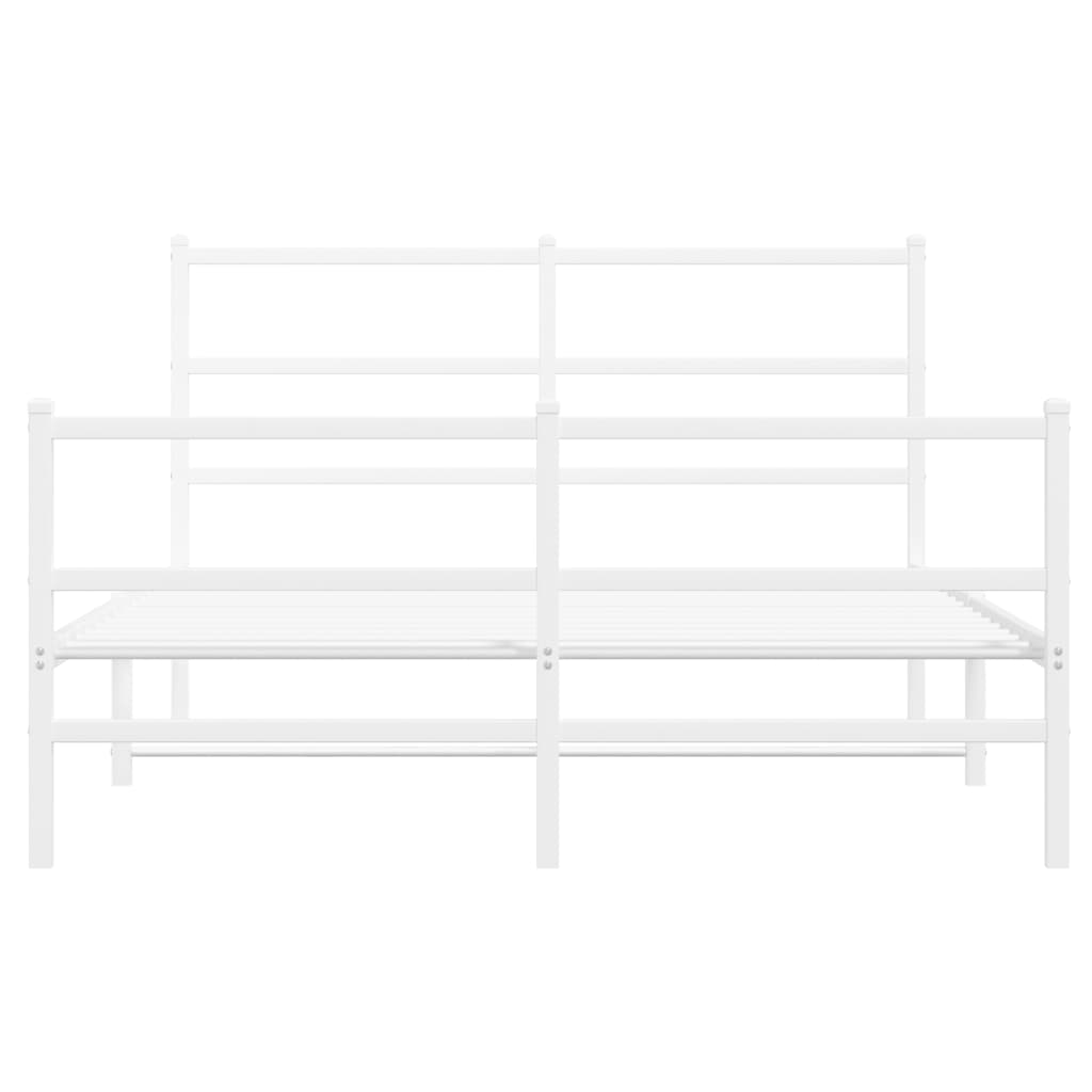 Bedframe Met Hoofd- En Voeteneinde Metaal 140 x 200 cm Wit met hoofdbord & voetbord