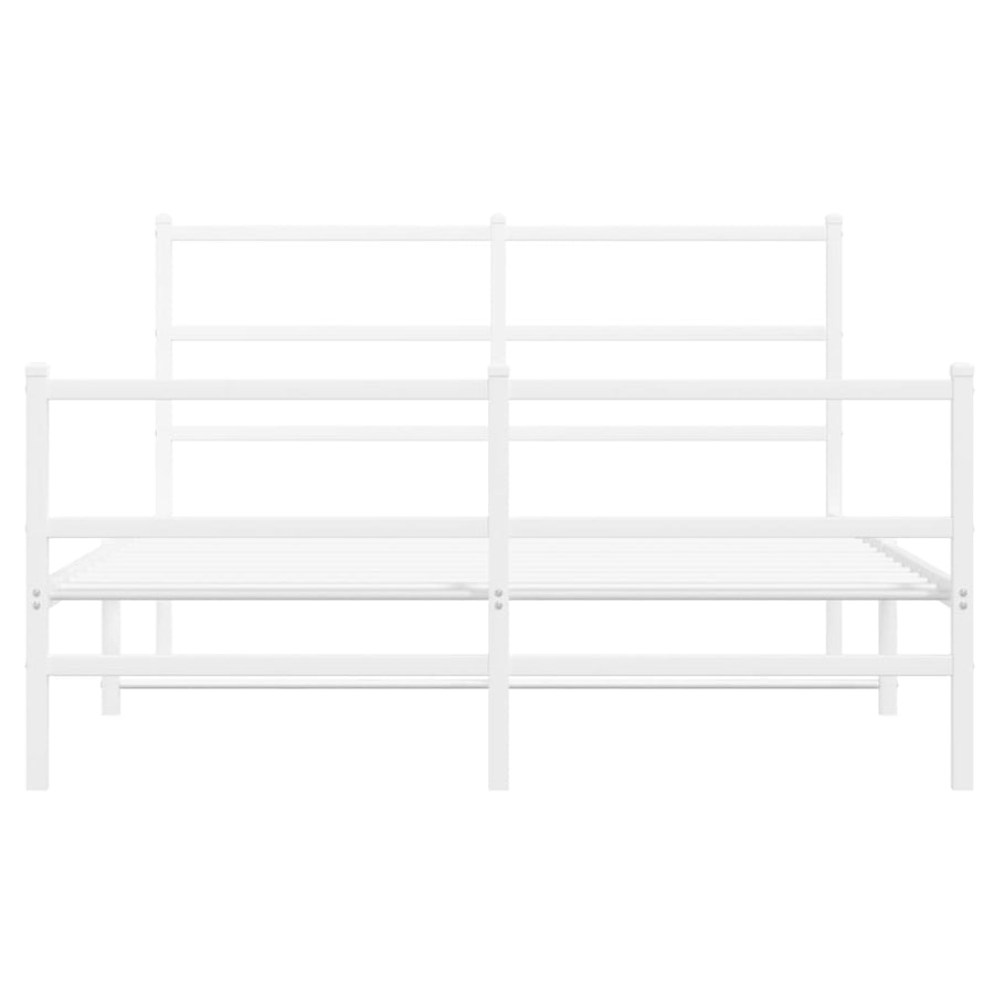 Bedframe Met Hoofd- En Voeteneinde Metaal 140 x 200 cm Wit met hoofdbord & voetbord