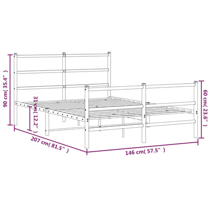 Bedframe Met Hoofd- En Voeteneinde Metaal 140 x 200 cm Wit met hoofdbord & voetbord