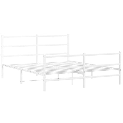 Bedframe Met Hoofd- En Voeteneinde Metaal 150 x 200 cm Wit met hoofdbord & voetbord