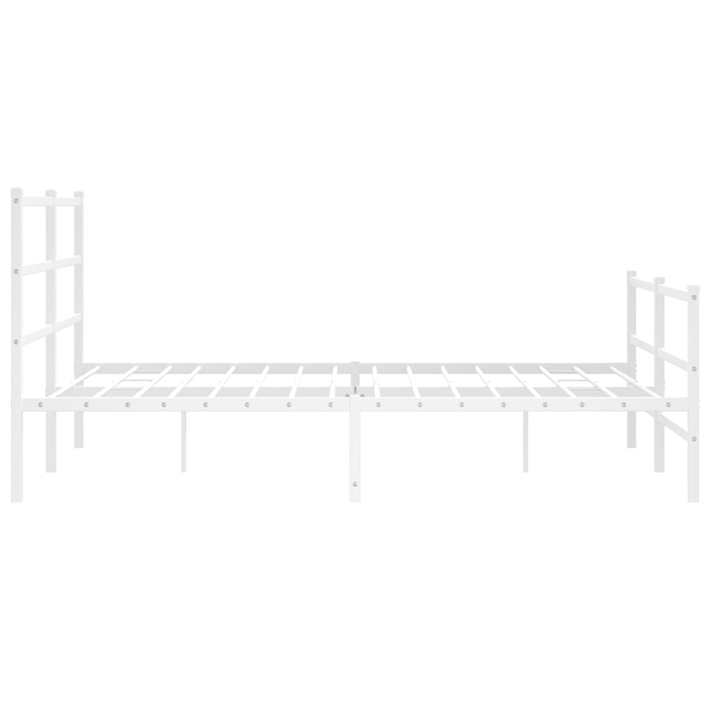Bedframe Met Hoofd- En Voeteneinde Metaal 150 x 200 cm Wit met hoofdbord & voetbord