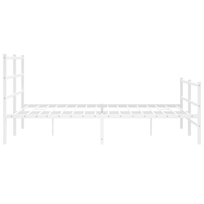 Bedframe Met Hoofd- En Voeteneinde Metaal 150 x 200 cm Wit met hoofdbord & voetbord