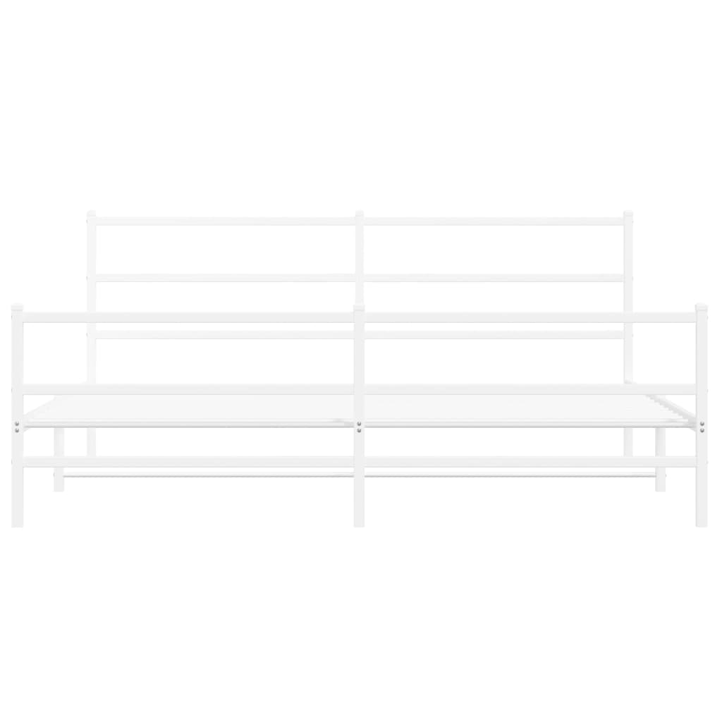 Bedframe Met Hoofd- En Voeteneinde Metaal 183 x 213 cm Wit met hoofdbord & voetbord