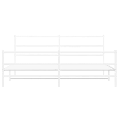 Bedframe Met Hoofd- En Voeteneinde Metaal 183 x 213 cm Wit met hoofdbord & voetbord