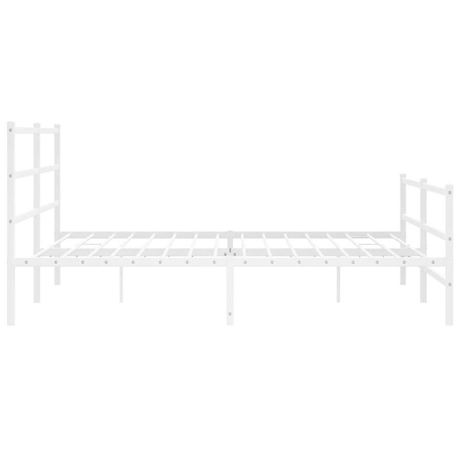 Bedframe Met Hoofd- En Voeteneinde Metaal 183 x 213 cm Wit met hoofdbord & voetbord