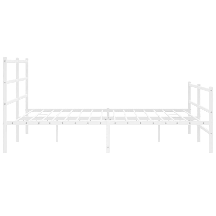 Bedframe Met Hoofd- En Voeteneinde Metaal 193 x 203 cm Wit met hoofdbord & voetbord