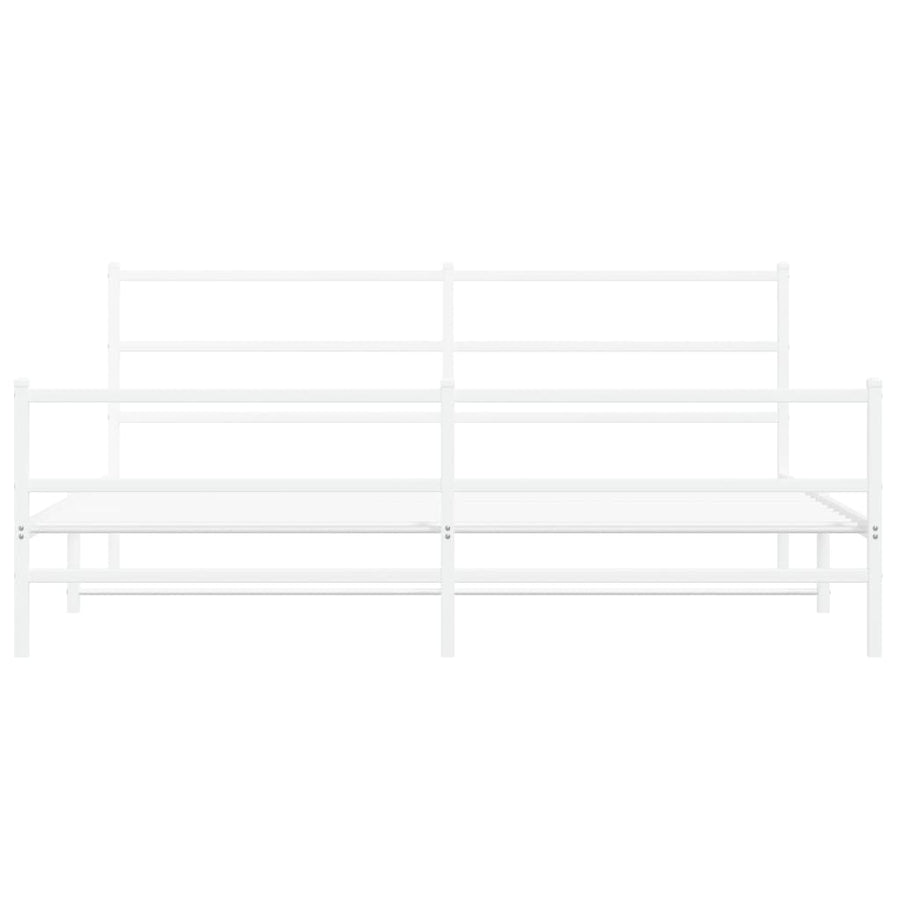 Bedframe Met Hoofd- En Voeteneinde Metaal 200 x 200 cm Wit met hoofdbord & voetbord