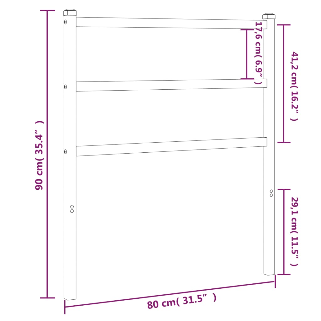 Hoofdbord Metaal 75 cm Wit
