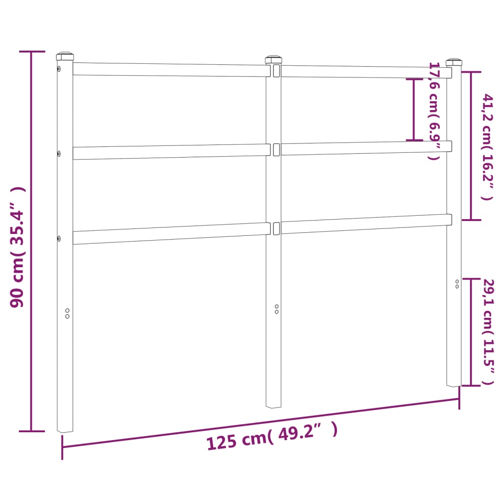 Hoofdbord Metaal 120 cm Wit