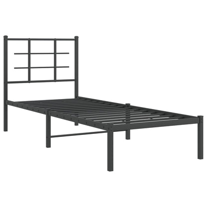 Bedframe met hoofdbord metaal zwart 75x190 cm 75 x 190 cm Zwart met hoofdbord