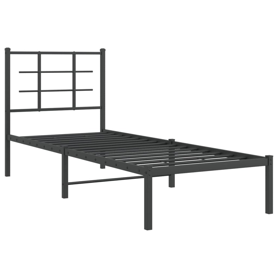 Bedframe met hoofdbord metaal zwart 75x190 cm 75 x 190 cm Zwart met hoofdbord