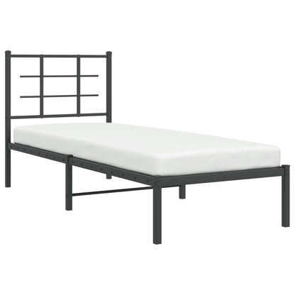 Bedframe met hoofdbord metaal zwart 75x190 cm 75 x 190 cm Zwart met hoofdbord