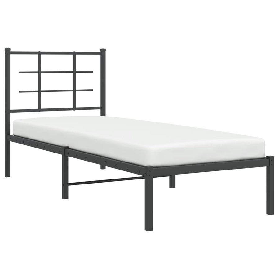 Bedframe met hoofdbord metaal zwart 75x190 cm 75 x 190 cm Zwart met hoofdbord