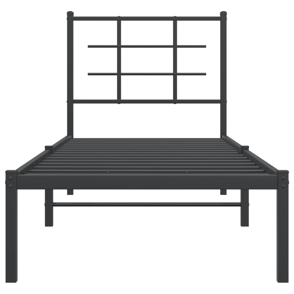 Bedframe met hoofdbord metaal zwart 75x190 cm 75 x 190 cm Zwart met hoofdbord