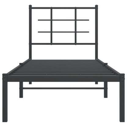 Bedframe met hoofdbord metaal zwart 75x190 cm 75 x 190 cm Zwart met hoofdbord