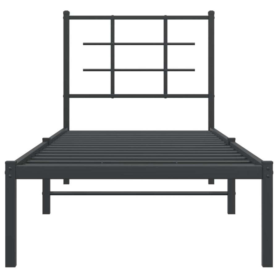 Bedframe met hoofdbord metaal zwart 75x190 cm 75 x 190 cm Zwart met hoofdbord