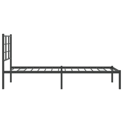 Bedframe met hoofdbord metaal zwart 75x190 cm 75 x 190 cm Zwart met hoofdbord