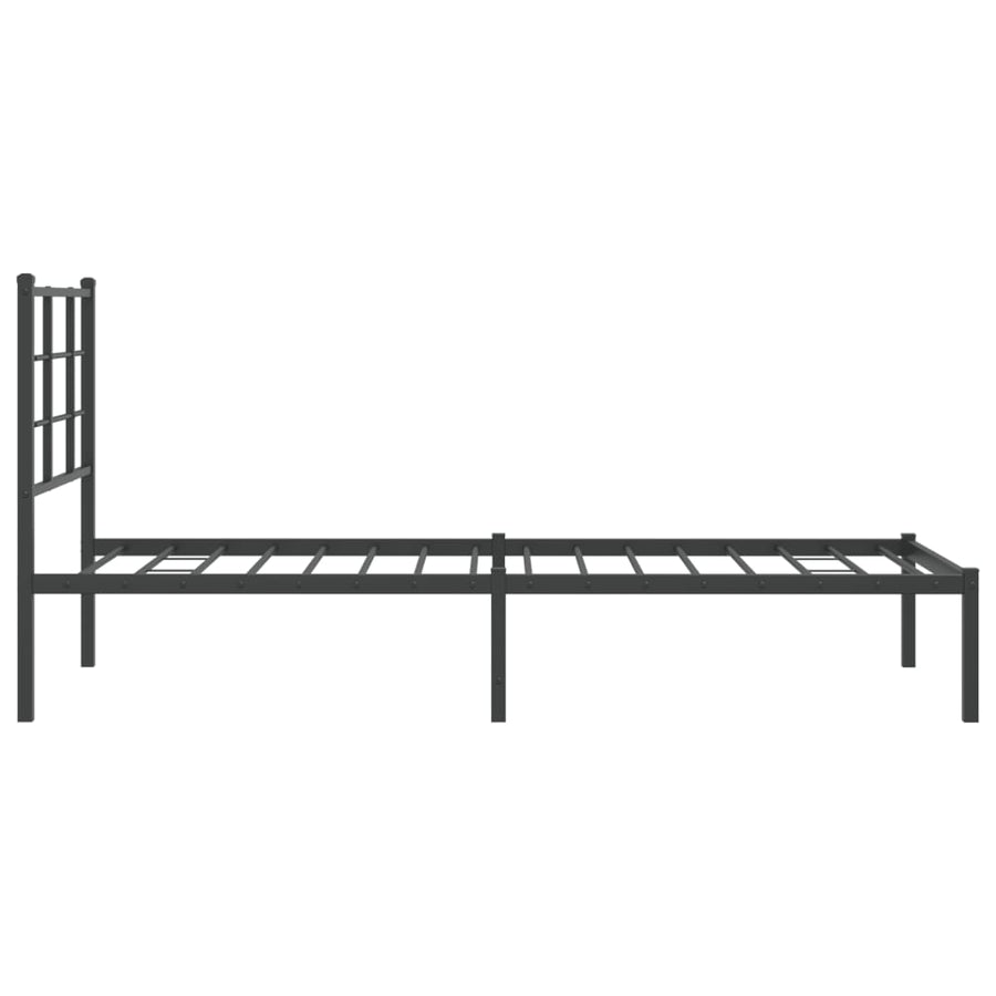 Bedframe met hoofdbord metaal zwart 75x190 cm 75 x 190 cm Zwart met hoofdbord