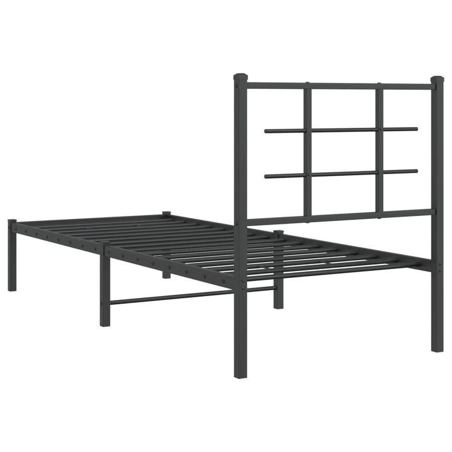 Bedframe met hoofdbord metaal zwart 75x190 cm 75 x 190 cm Zwart met hoofdbord
