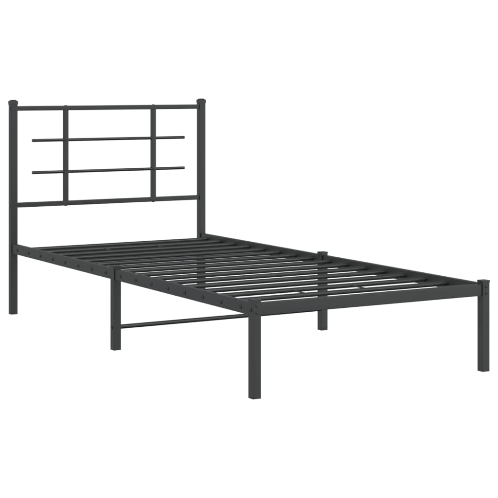 Bedframe met hoofdbord metaal zwart 90x190 cm 90 x 190 cm Zwart met hoofdbord