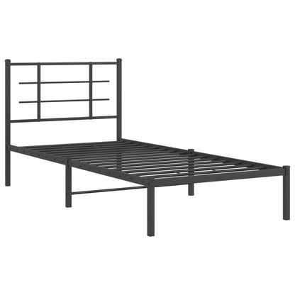 Bedframe met hoofdbord metaal zwart 90x190 cm 90 x 190 cm Zwart met hoofdbord