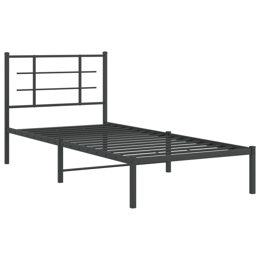 Bedframe met hoofdbord metaal zwart 90x190 cm 90 x 190 cm Zwart met hoofdbord