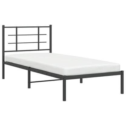 Bedframe met hoofdbord metaal zwart 90x190 cm 90 x 190 cm Zwart met hoofdbord
