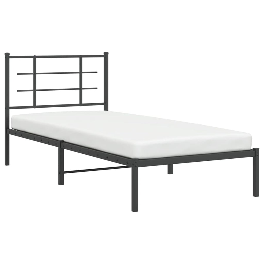 Bedframe met hoofdbord metaal zwart 90x190 cm 90 x 190 cm Zwart met hoofdbord