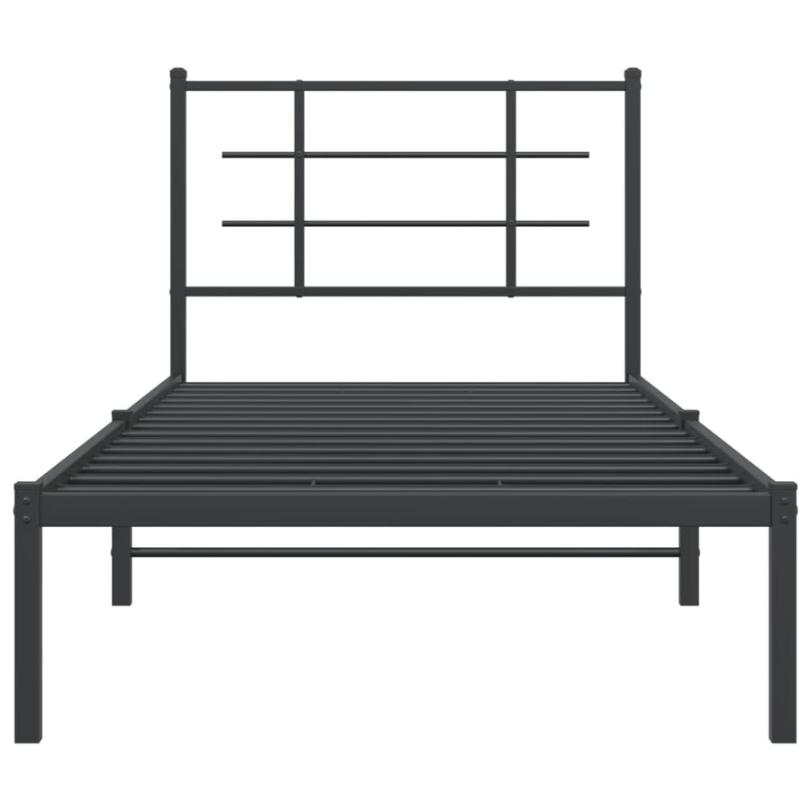Bedframe met hoofdbord metaal zwart 90x190 cm 90 x 190 cm Zwart met hoofdbord