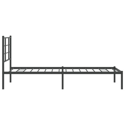 Bedframe met hoofdbord metaal zwart 90x190 cm 90 x 190 cm Zwart met hoofdbord