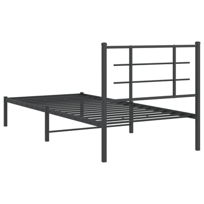 Bedframe met hoofdbord metaal zwart 90x190 cm 90 x 190 cm Zwart met hoofdbord