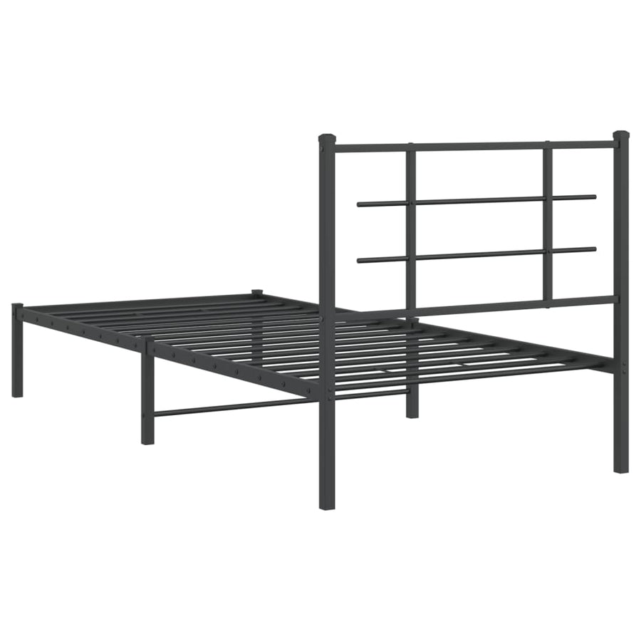 Bedframe met hoofdbord metaal zwart 90x190 cm 90 x 190 cm Zwart met hoofdbord