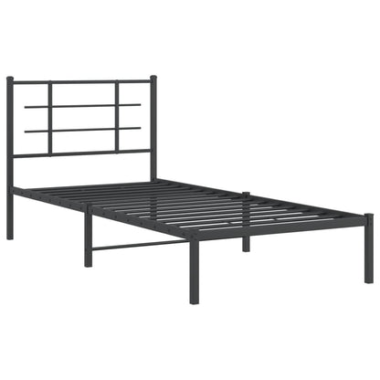 Bedframe Met Hoofdbord Metaal Zwart 90X200 Cm
