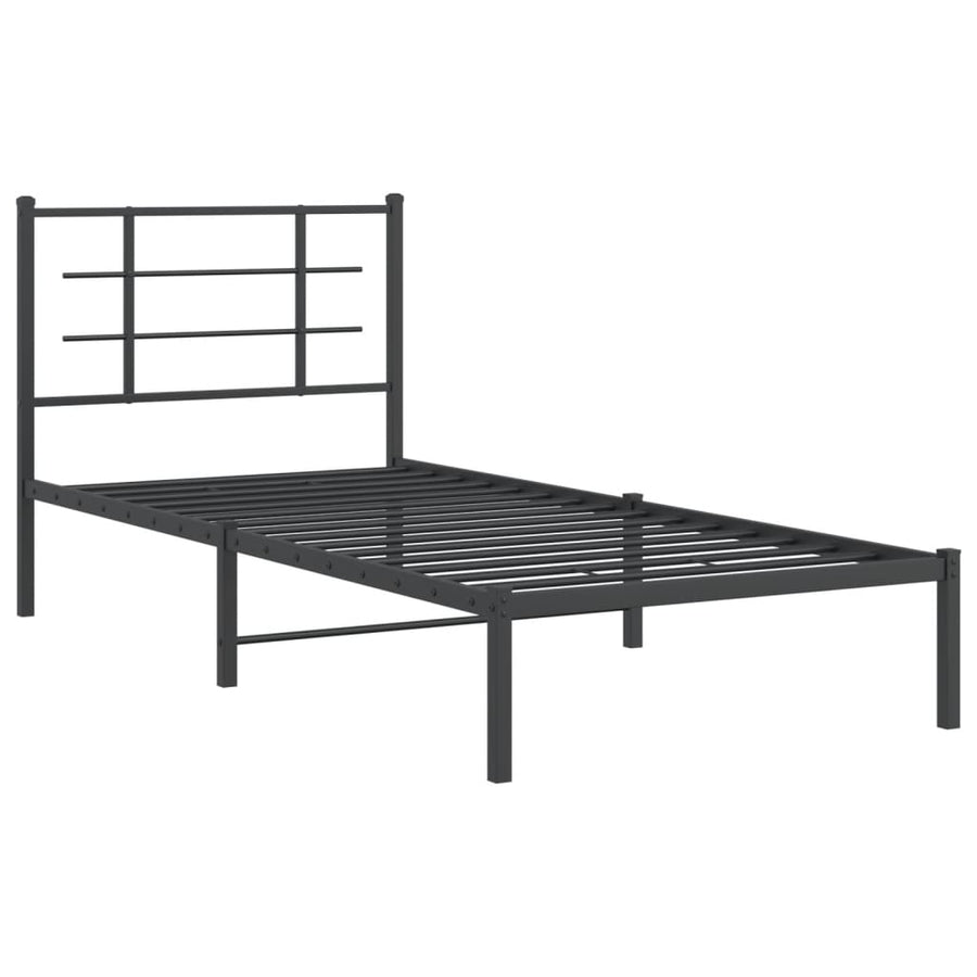 Bedframe Met Hoofdbord Metaal Zwart 90X200 Cm