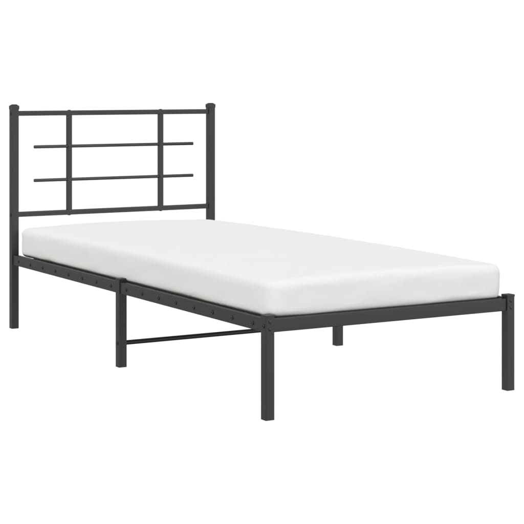 Bedframe Met Hoofdbord Metaal Zwart 90X200 Cm
