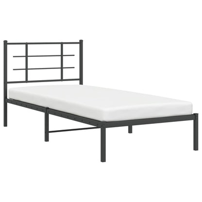 Bedframe Met Hoofdbord Metaal Zwart 90X200 Cm