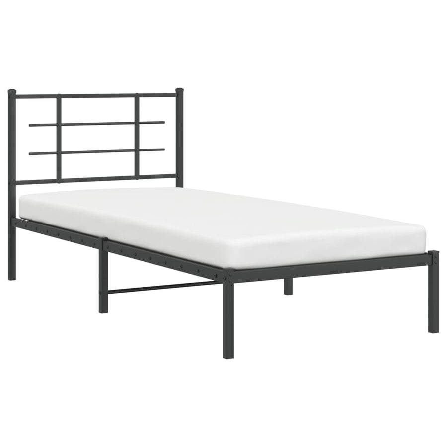 Bedframe Met Hoofdbord Metaal Zwart 90X200 Cm