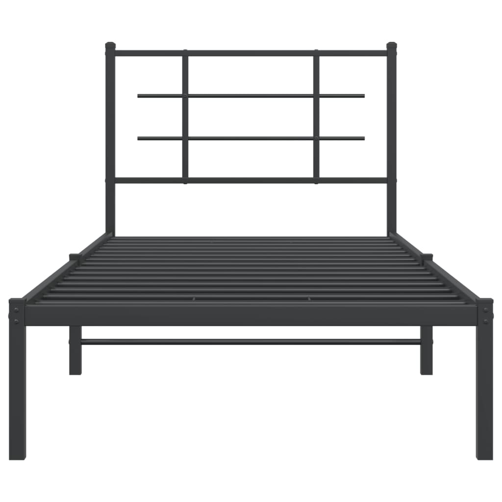 Bedframe Met Hoofdbord Metaal Zwart 90X200 Cm