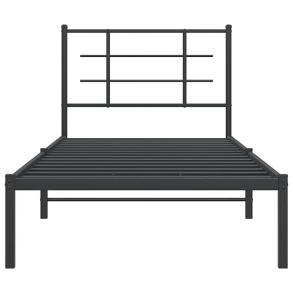 Bedframe Met Hoofdbord Metaal Zwart 90X200 Cm