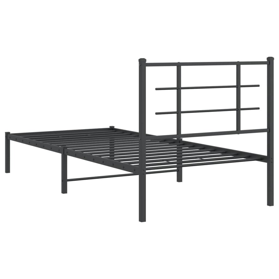 Bedframe Met Hoofdbord Metaal Zwart 90X200 Cm