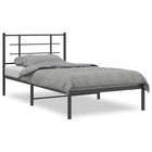 Bedframe met hoofdbord metaal zwart 100x190 cm 100 x 190 cm Zwart met hoofdbord