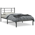 Bedframe Metaal Zwart 100 x 200 cm met hoofdbord