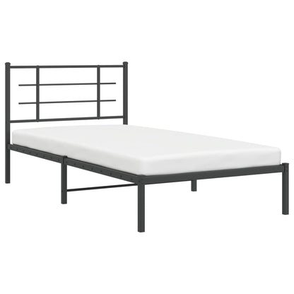 Bedframe Metaal Zwart 107 x 203 cm met hoofdbord